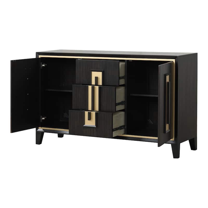 Furniture of America Nyx Modern Espresso Wood 3-Drawer Server with Doors