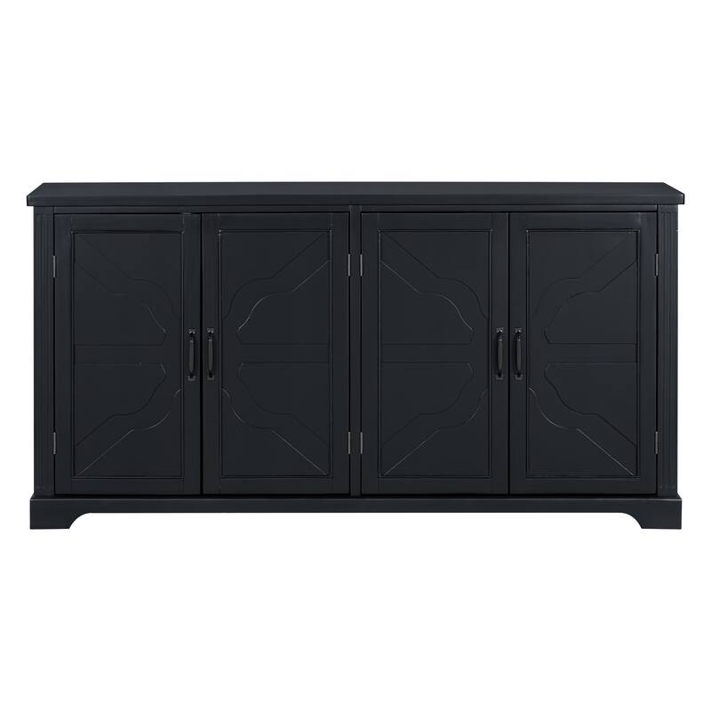 American Country Style Wooden Sideboard with Pine Doors and Legs, 4 Metal Handles, for Hallway Entryway Living Room Dining Room