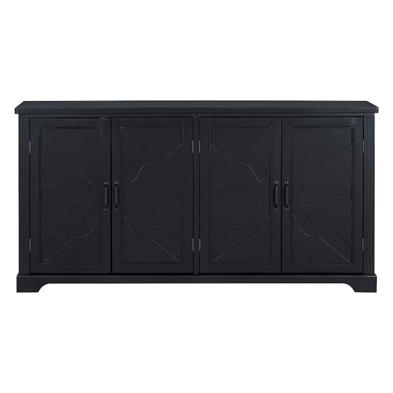 Farmhouse Style Wooden Sideboard with Pine Doors and Legs
