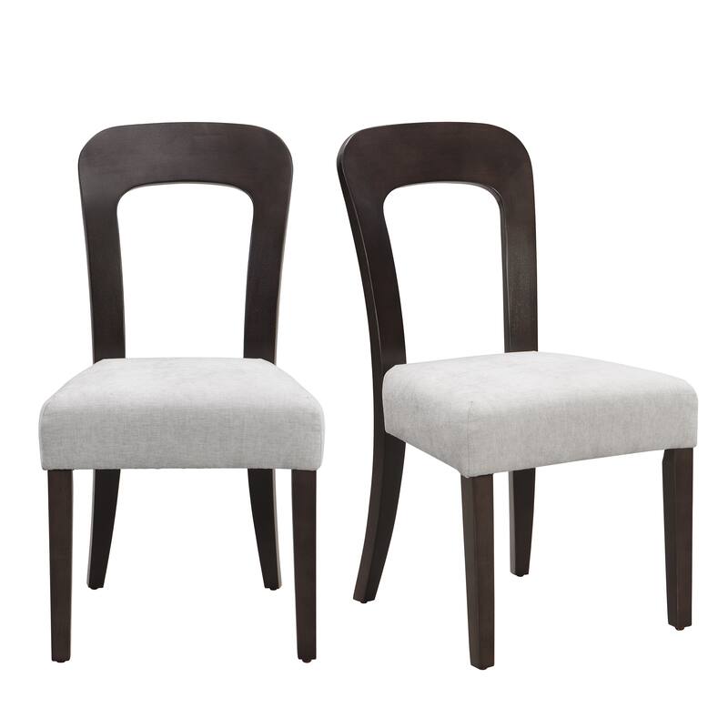 Roomfitters Upholstered Kitchen Side Chair Set of 2, Solid Rubber Wood Legs, Comfortable Beige Seating