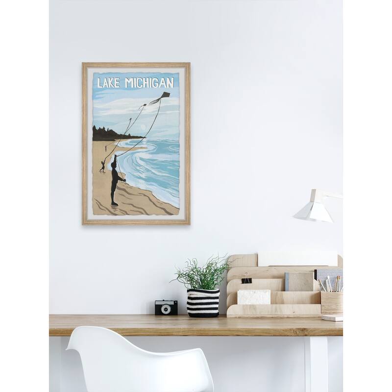 'Kites Over Lake Michigan' Framed Painting Print Bed Bath & Beyond