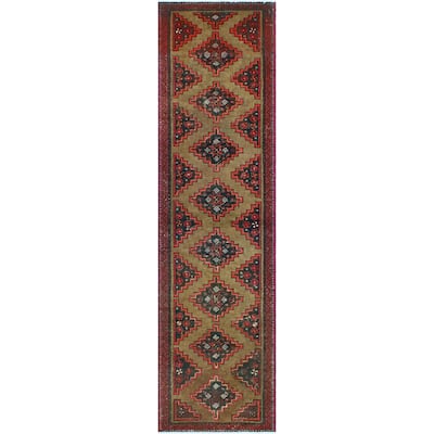 Fine Vintage Distressed Eyup Lt. Brown /Red Runner - 2'6" x 9'5"