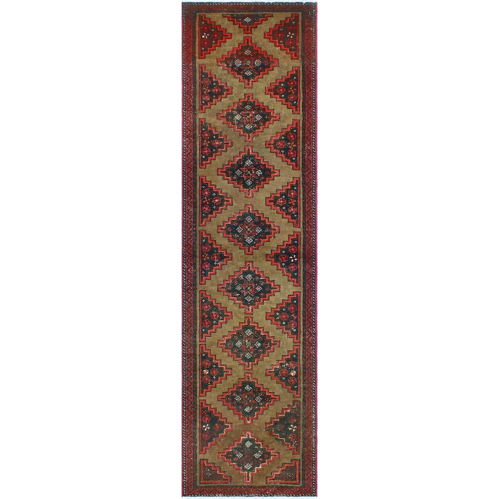 Fine Vintage Distressed Eyup Lt. Brown /Red Runner - 2'6" x 9'5"