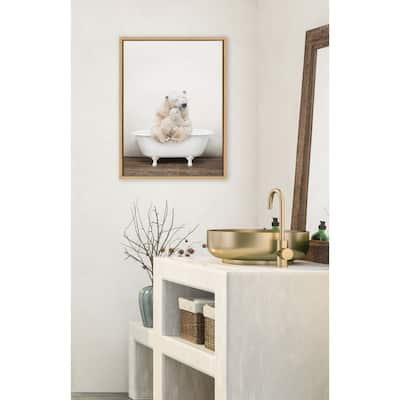 Kate and Laurel Mother Baby Polar Bath Framed Canvas by Amy Peterson
