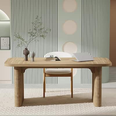 62" Modern Executive Desk, Large Home Office Computer Workstation with Sturdy Double Pedestal Base, Rectangular Writing Table