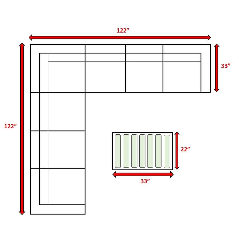 LSI 8 Piece Rattan Sectional Seating Group with Cushions