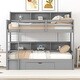 preview thumbnail 3 of 8, Twin Size Bunk Bed with Built-in Shelves Beside Both Upper & Down Bed and Storage Drawer, Twin Over Twin Solid Wood Bed Frame