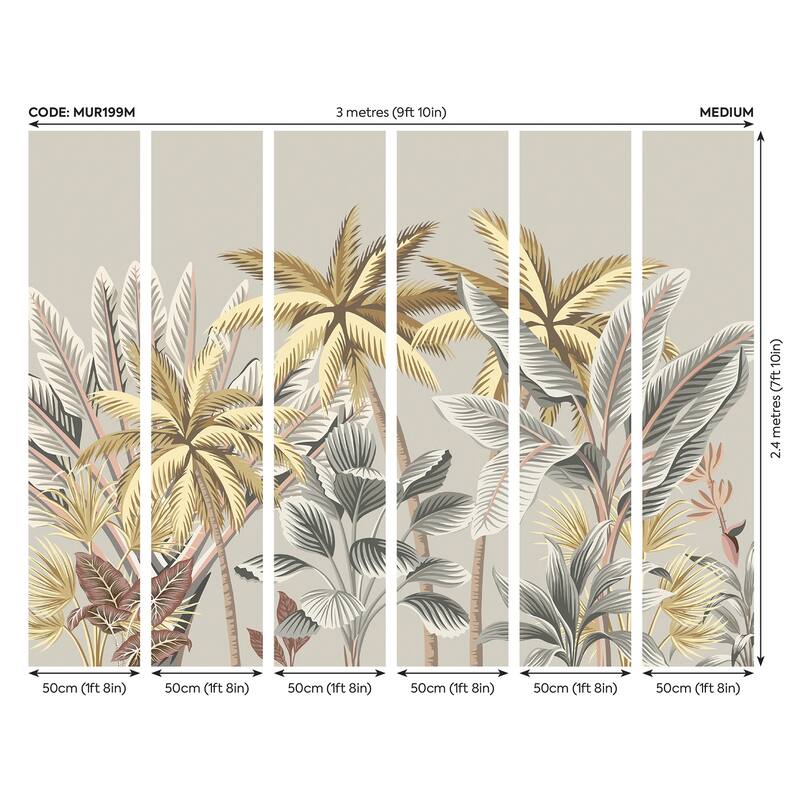 Golden Tropical Palm Trees Wall Mural