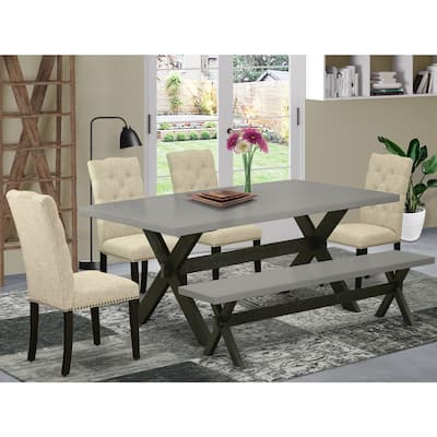 Small Dining Table Set with 4 Chairs & Bench - Modern Kitchen Table Set - Hardwood Dining Room Furniture