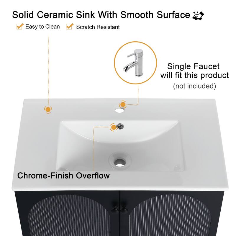Malwee 30" FreeStanding Bathroom Vanity, Floor Stand Bathroom Vanity with Ceramic Sink,Soft Close Door and Adjustable Shelf
