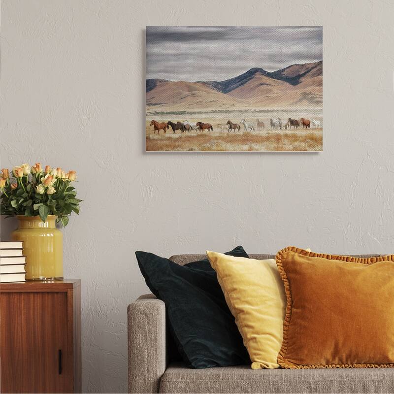 Stupell Wild Horses Roaming Across Western Landscape Canvas Wall Art