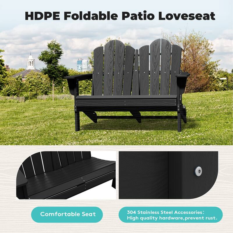 Outdoor HDPE Foldable Patio Loveseat