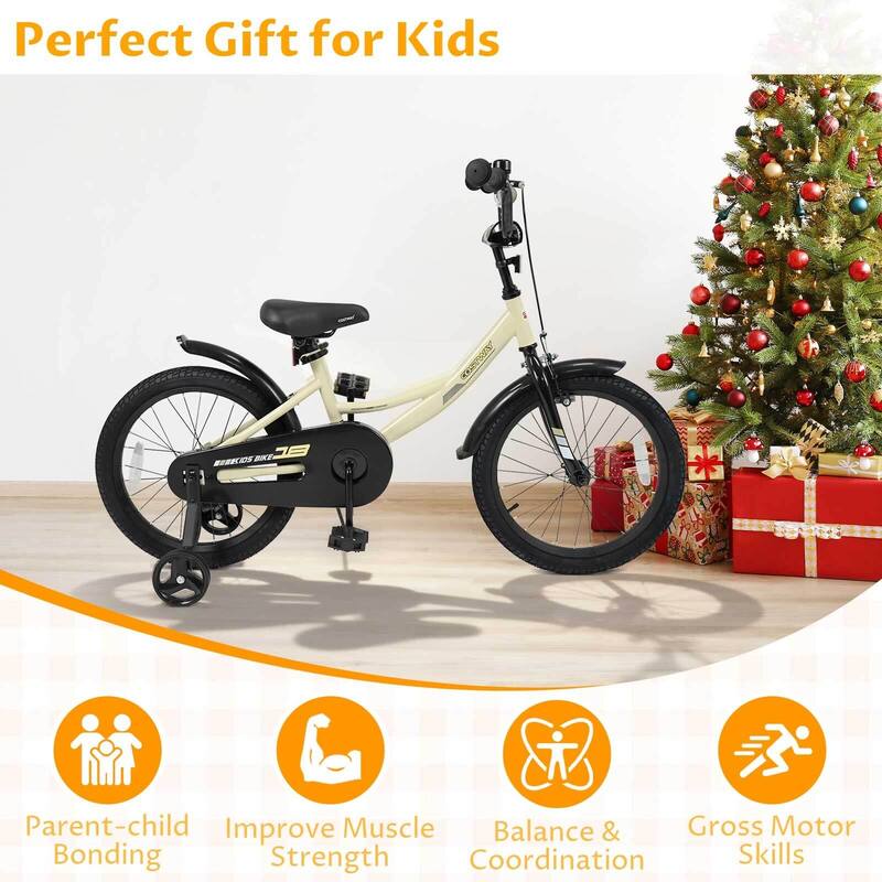 Costway 14" Kids Bike with Removable Training Wheels Adjustable Seat & - See Details