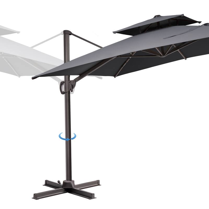 Pellebant 9X11FT Outdoor Patio Umbrella Cantilever Offset with Base
