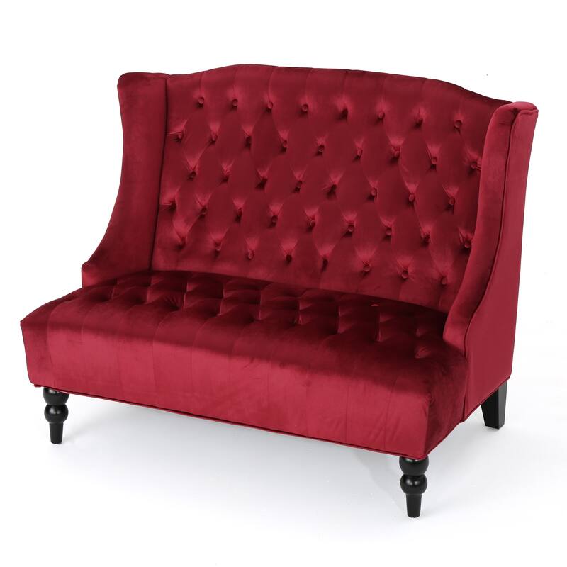 Leora Modern Glam Tufted Velvet Wingback Loveseat by Christopher Knight Home