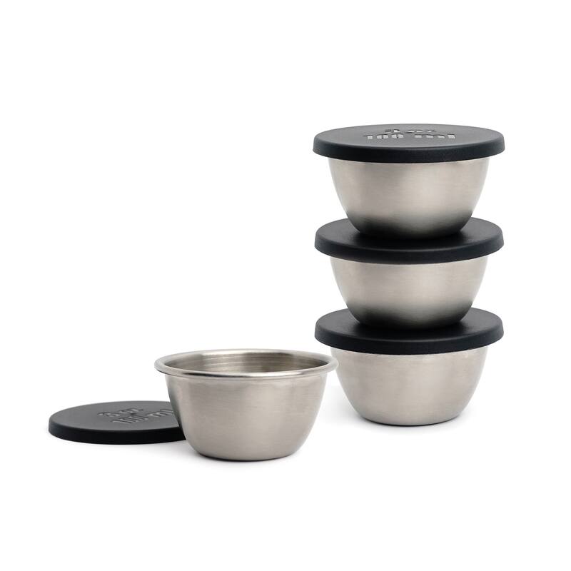 Condiment Cups With Lids (Set of 4) - Cup & Lid, 4-Piece, 3-ounce - Cup & Lid, 4-Piece, 3-ounce - Stainless Steel