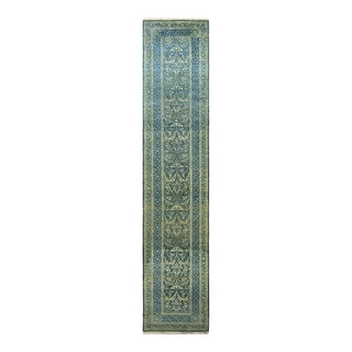 Overton Mogul One-of-a-Kind Hand-Knotted Runner - Teal, 2' 6" x 12' 4" - 2' 6" x 12' 4"