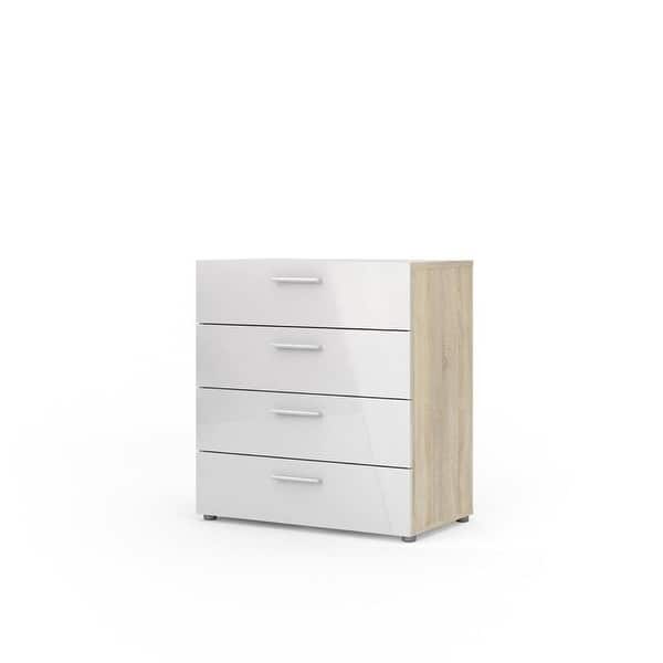 slide 2 of 16, Porch & Den Angus Contemporary 4-drawer Engineered Wood Chest Oak Structure/White High Gloss