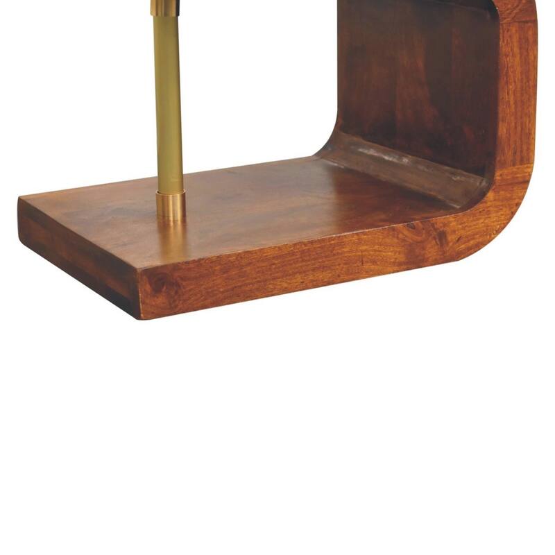 HomeRoots 24" Chestnut And Gold Solid Wood Curved Nightstand