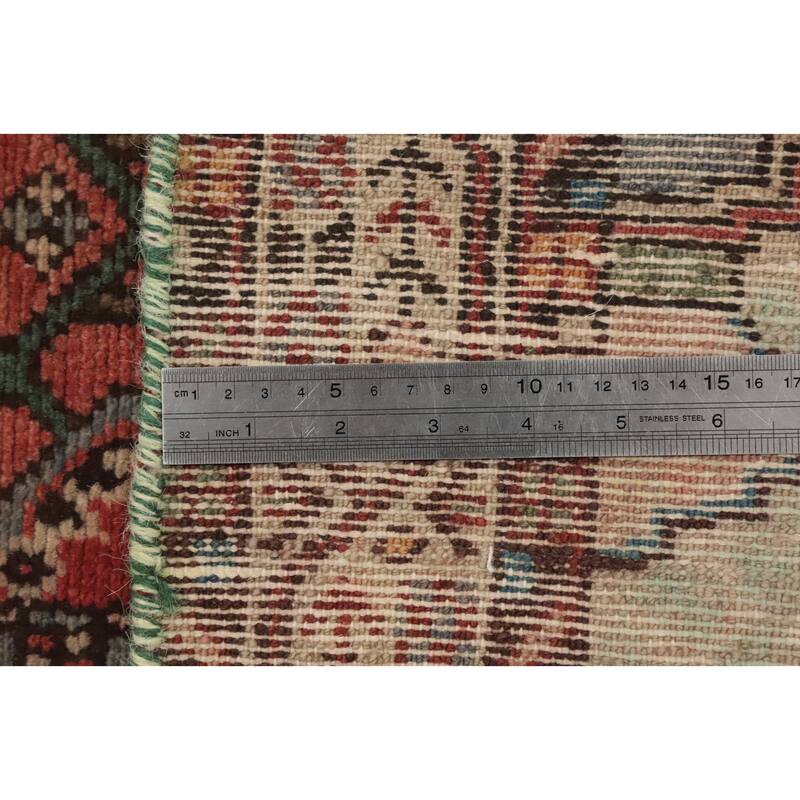 Hand Knotted Oriental 100% Wool Carpet Traditional Geometric Oranges & Rust Hamedan Runner Rug - 12' 9'' X 3' 4''