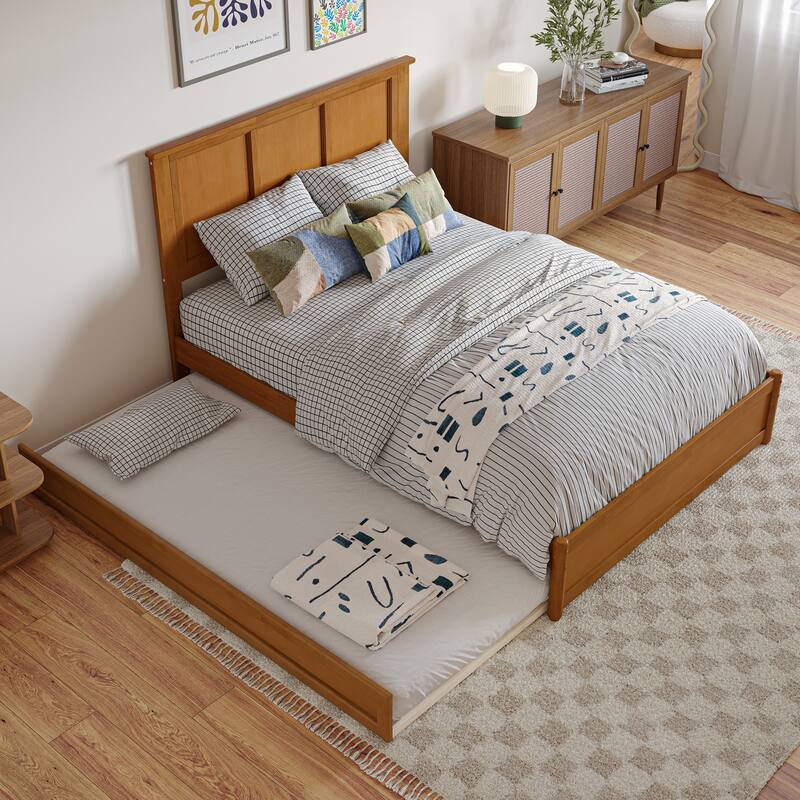 Felicity Platform Bed with Panel Footboard and Twin Trundle
