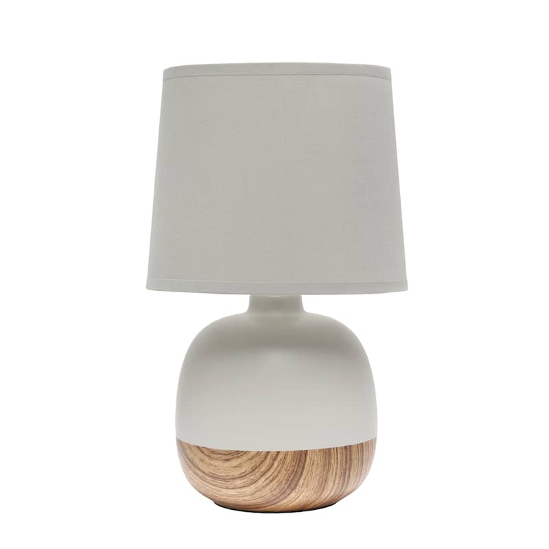 Simple Designs Petite Mid Century Table Lamp, Dark Wood and Light Gray - N/A - Light wood/light gray