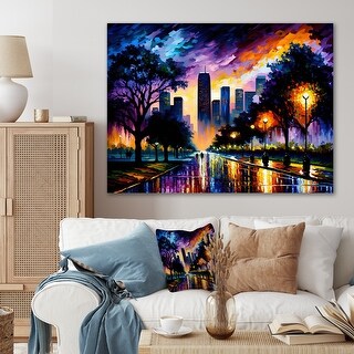 Designart 'Colorful Houston Texas' Cityscapes Canvas Wall Art - Bed ...
