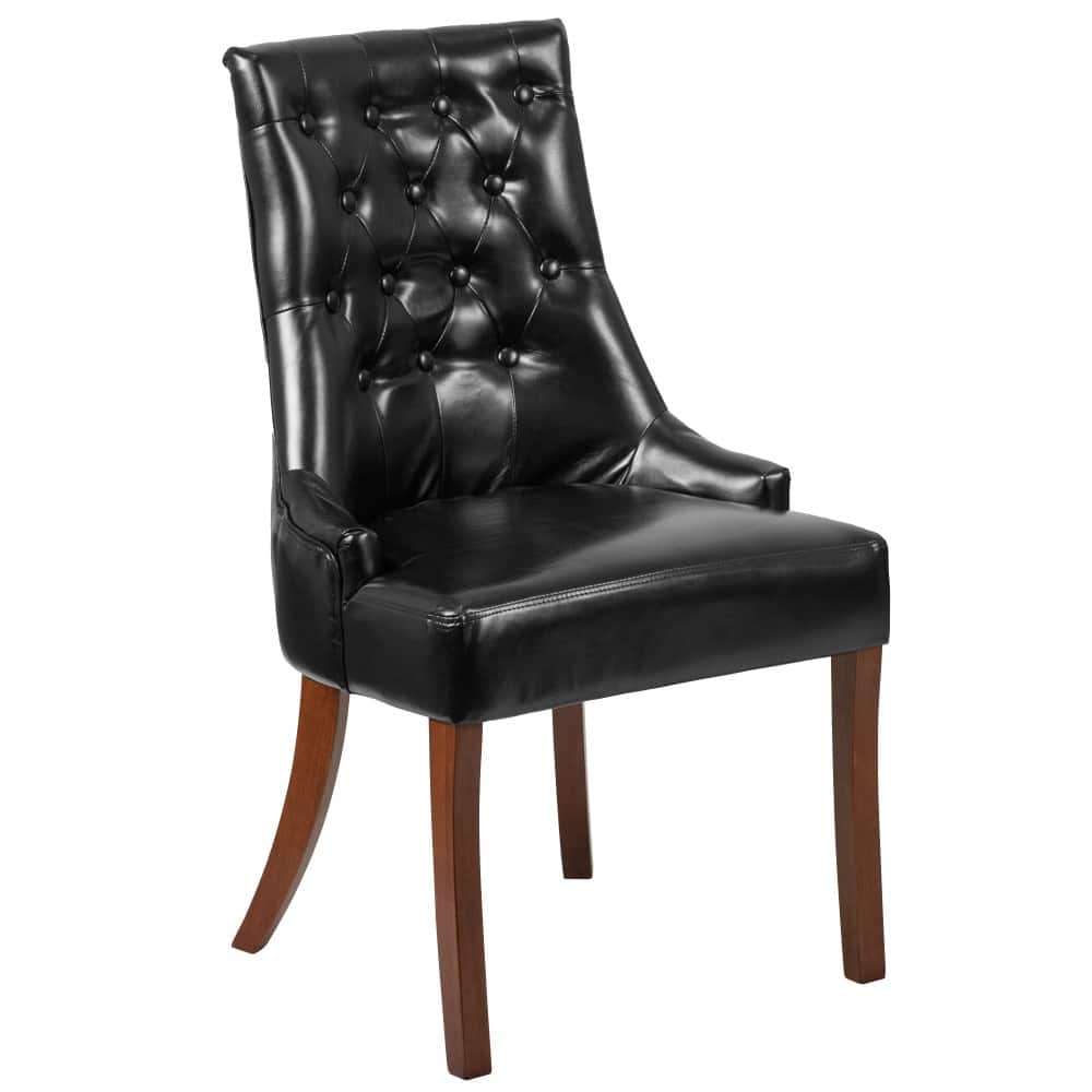 Tufted Chair with Curved Mahogany Legs