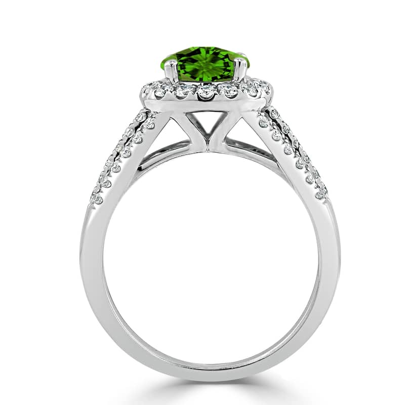 Auriya Modern 1 3/8ct Peridot and Halo Diamond Engagement Ring 1/2cttw 14k Gold