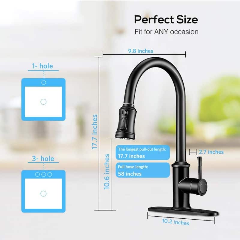 Single Handle Modern Kitchen Sink Faucet with Pull Down Sprayer Stainless Steel Kitchen Faucet with Deck Plate