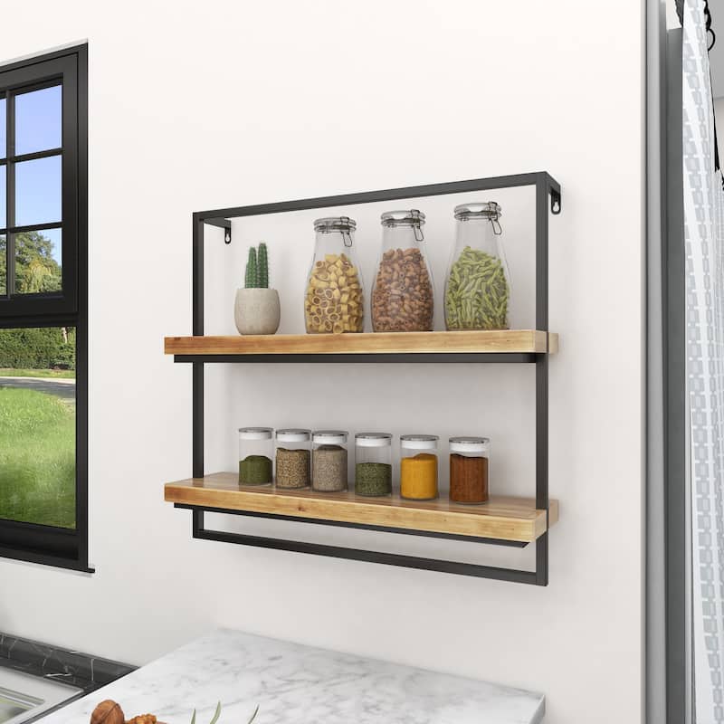 Metal 2 Shelves Wall Shelf - Brown - Roche River Decor