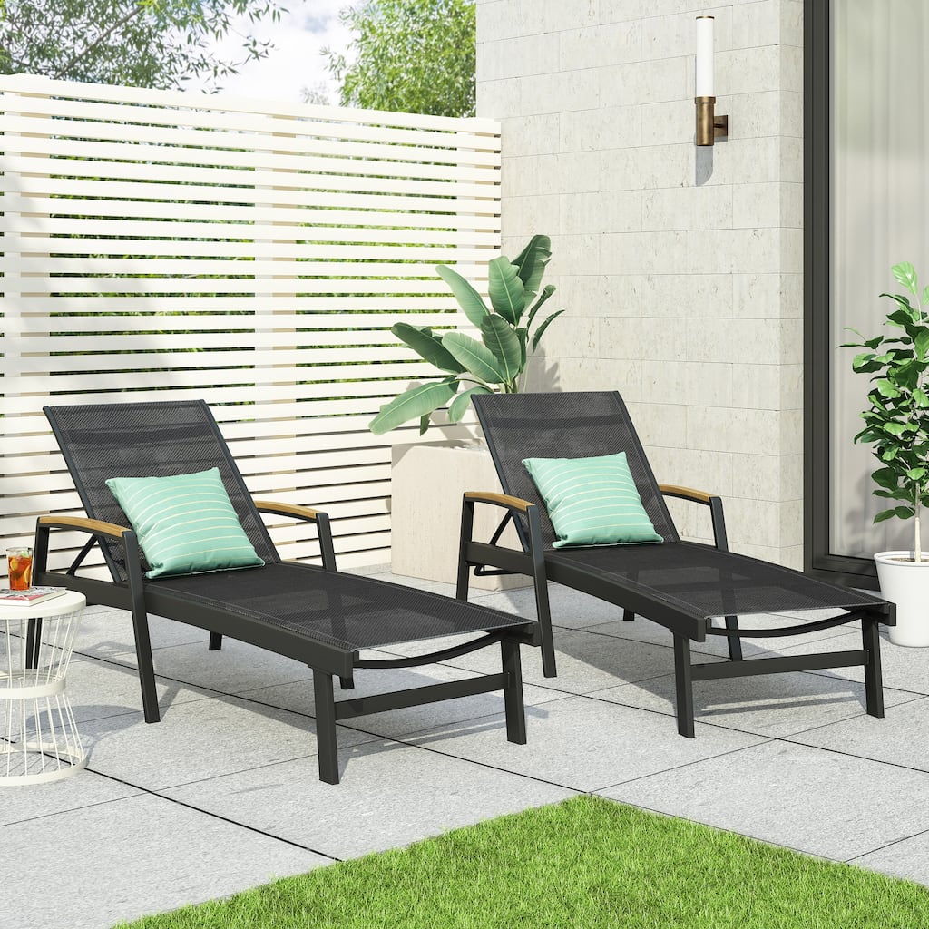 Oxton Outdoor Aluminum Chaise Lounge (Set of 2) by Christopher Knight Home
