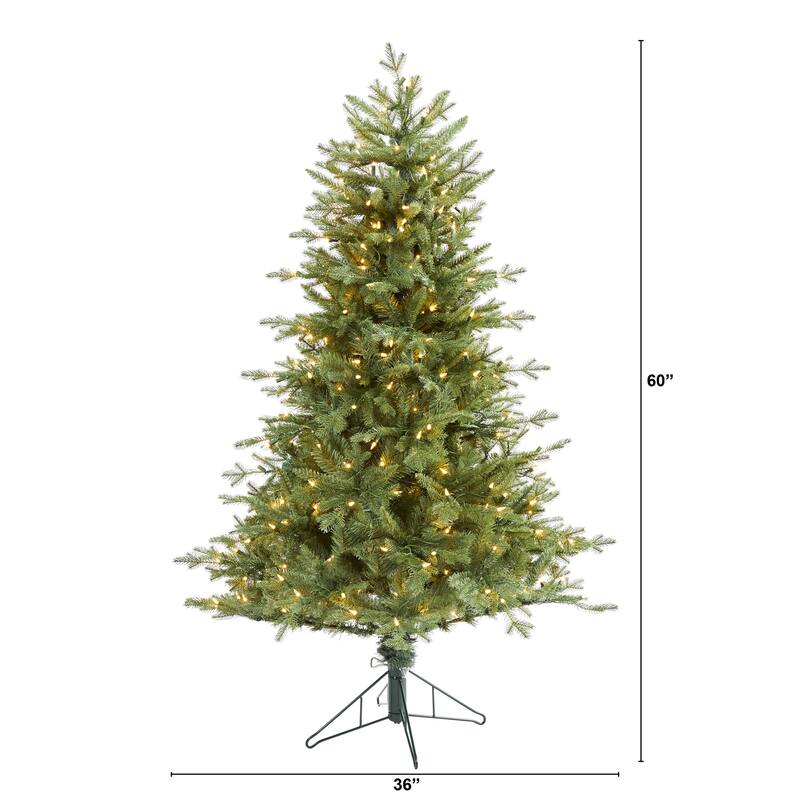 5ft. Spruce Artificial Christmas Tree with 300 Warm White Lights and 618 Bendable Branches - Bright Seasonal Touch