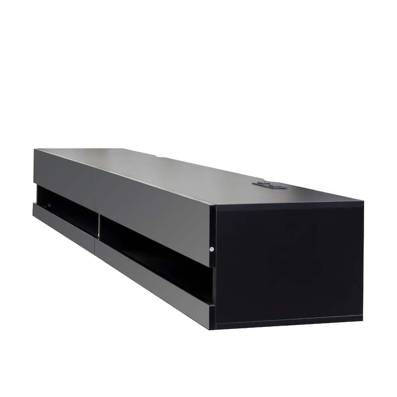 ​​Modern Floating TV Stand with 20 Color LEDs and 2 Storage Shelf Capacity for Living Room Bedroom and Office​