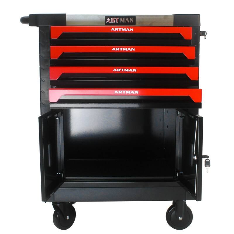 4 Drawers Rolling Tool Cart Chest with Lockable Garage Storage Cabinet