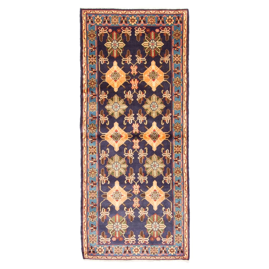 ECARPETGALLERY Hand-knotted Konya Anatolian Dark Navy Wool Rug - 2'9 x 6'9