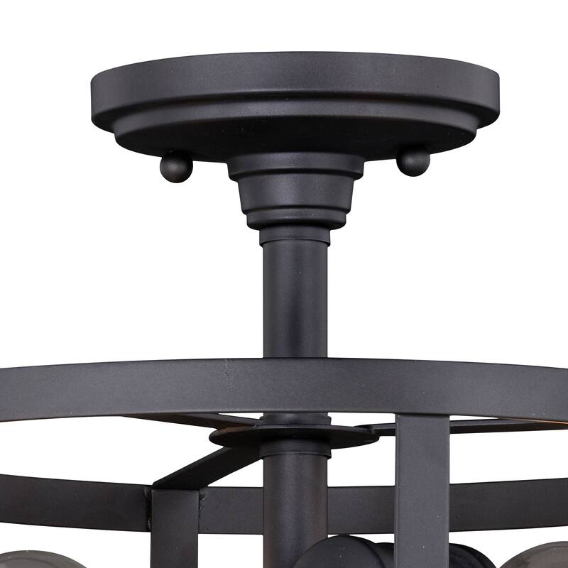 Akron 12-in W Bronze Farmhouse Cage Semi Flush Mount Ceiling Light - 12-in W x 9.5-in H x 12-in D - 12-in W x 9.5-in H x 12-in D