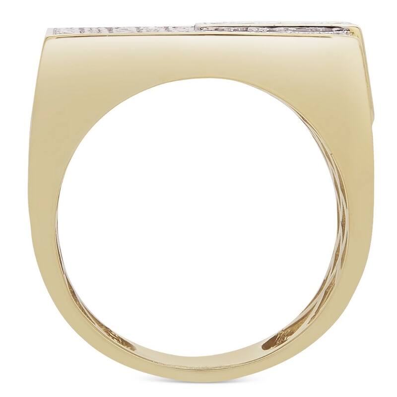 Men's 1CT Diamond Rectangle Cluster Ring 10k Yellow Gold