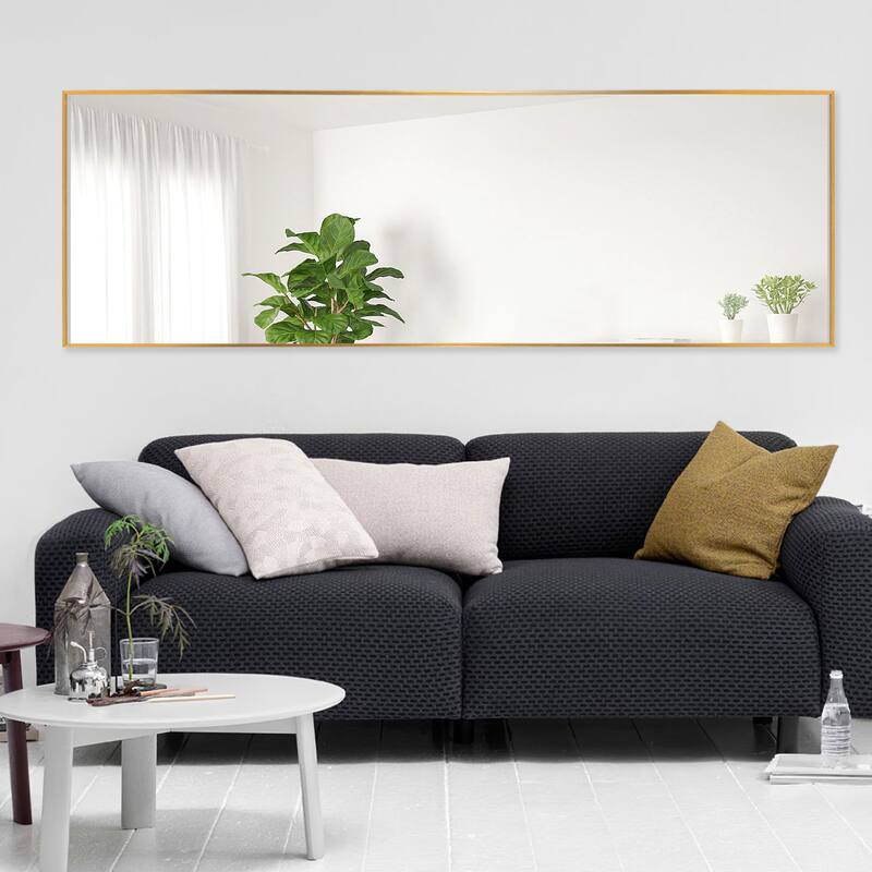 Jumbo Aluminum Frame Mirror - 21.26" W x 0.8" D x 64.17" H - Gold