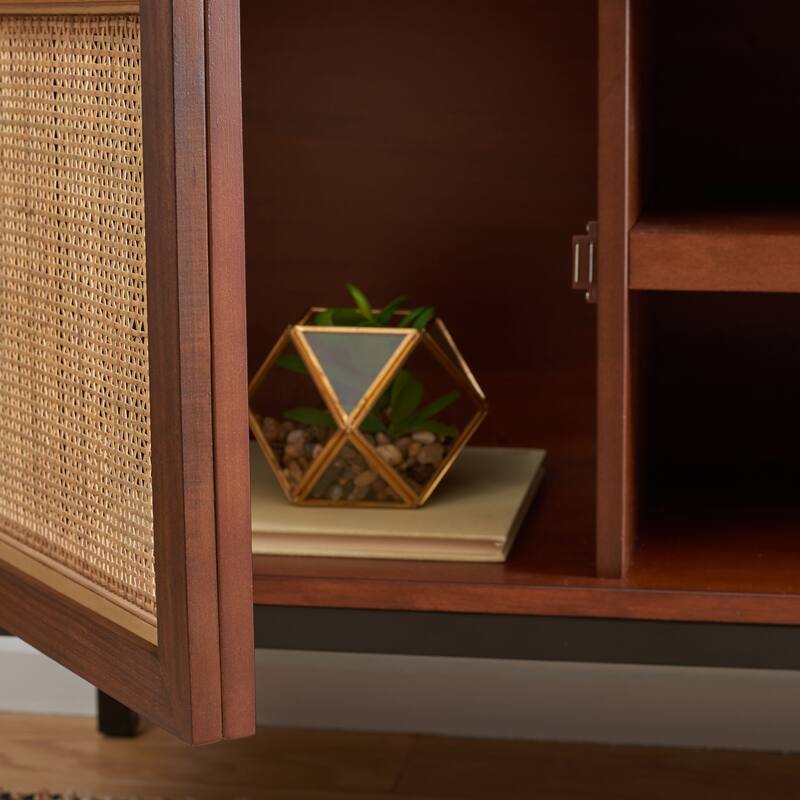 SAFAVIEH Zadie 1 Shelf Rattan Media Stand - 54" W x 15" D x 22" H