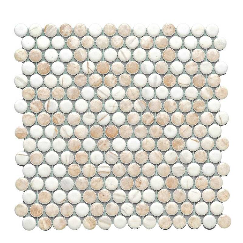 The Tile Life Eterna Penny 12x12 Round Glass Mosaic Floor, Wall & Backsplash Tile