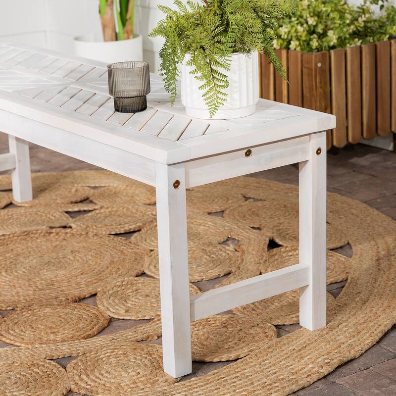 Walker Edison Elephant Point Acacia Wood Chevron Bench