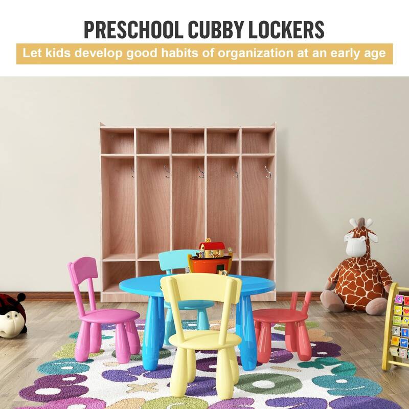 Coat Locker Cabinet with Wheels for Classroom & Daycare, 80lb Smooth Glazed Surface Cubby,