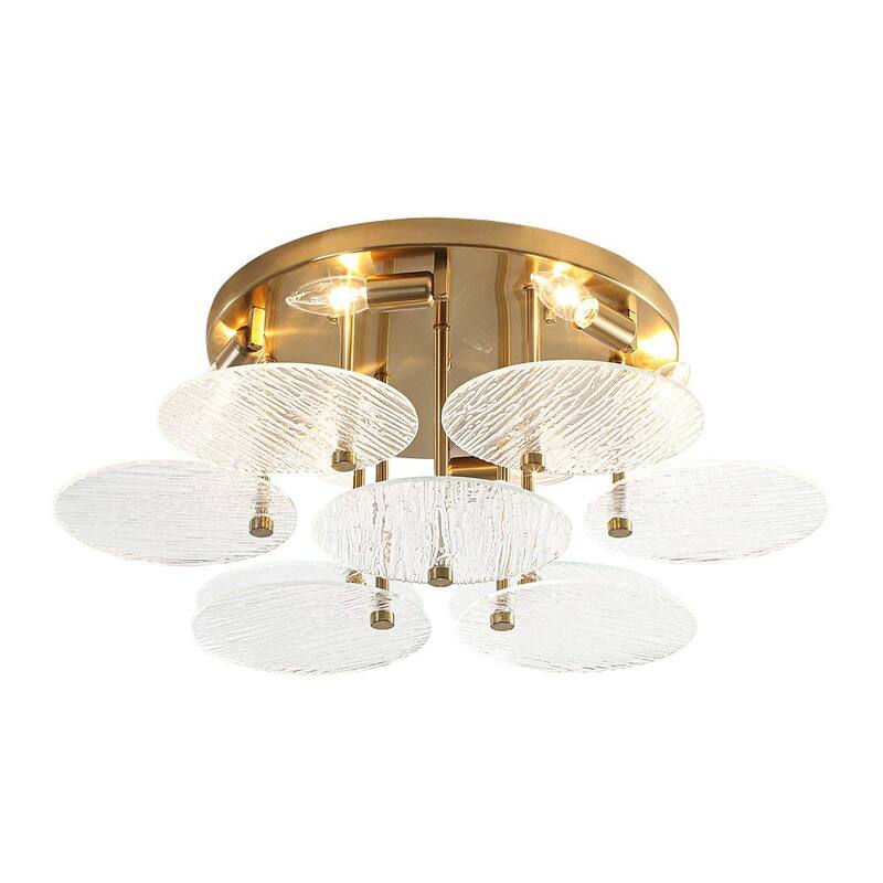 Contemporary Glam 6-Light Clear Ripple Glass Tiered Semi-flush Mount - 25.0 in