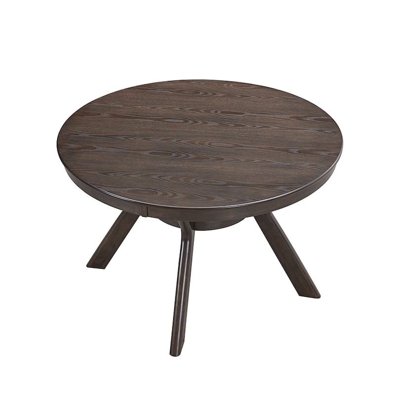 Round Dining Table with Wooden Trestle Pedestal Base, Kitchen Wooden Table Dinner Table for 4-6 People