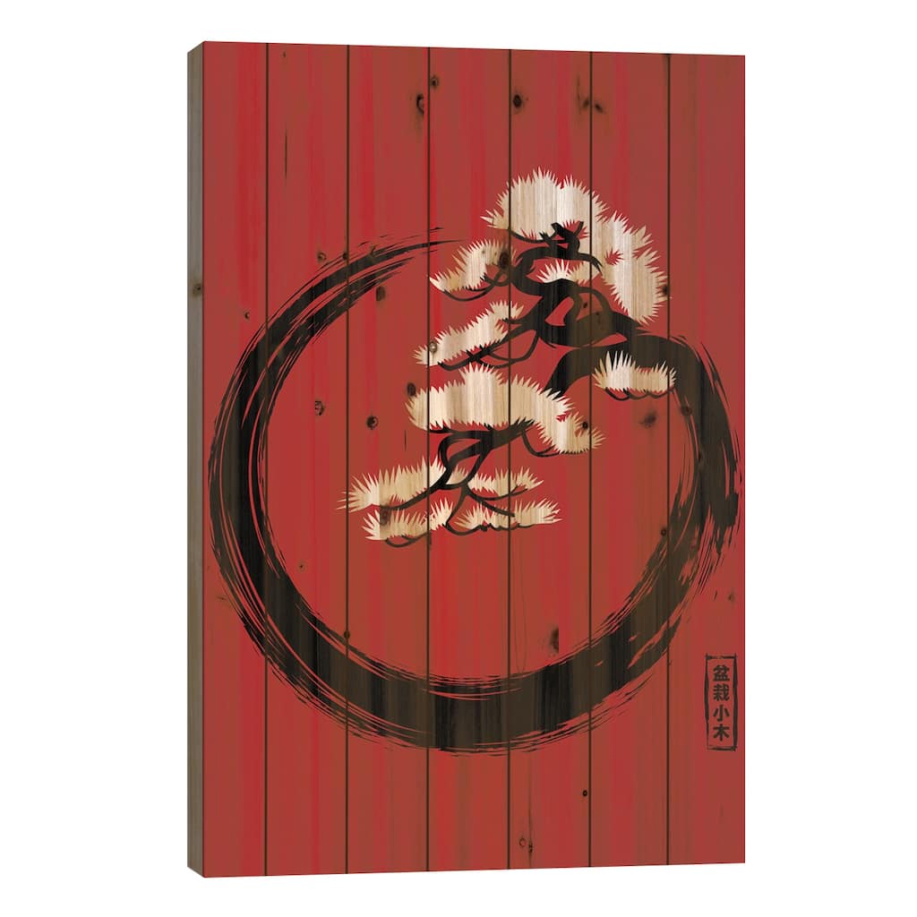 Circle Bonsai Print On Wood by Alberto Perez - Multi-Color