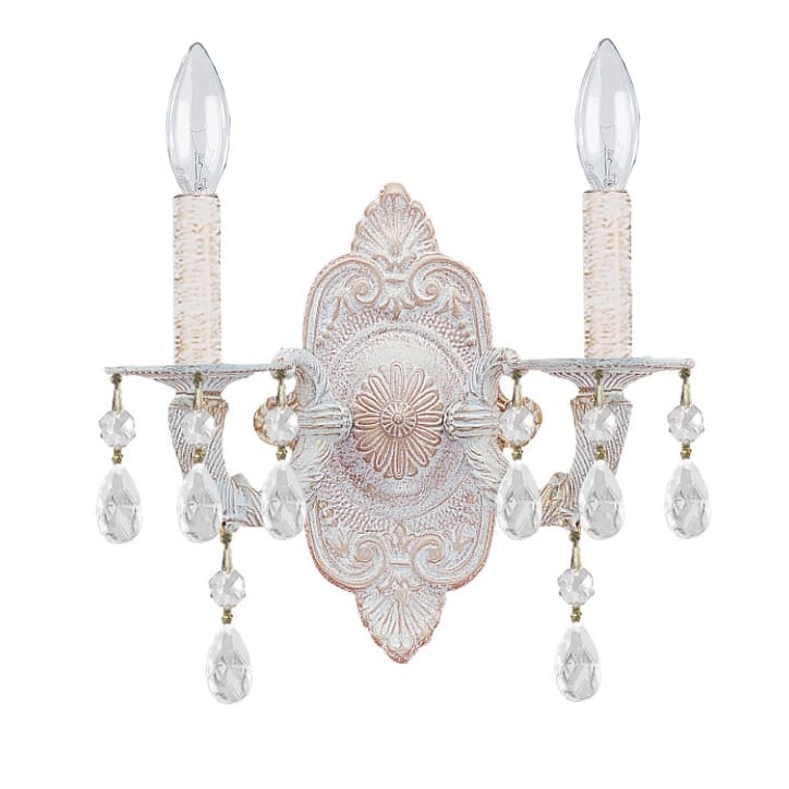 Paris Market 2 Light Swarovski Strass Crystal White Sconce - 10'' W x 9.5'' H x 5'' D