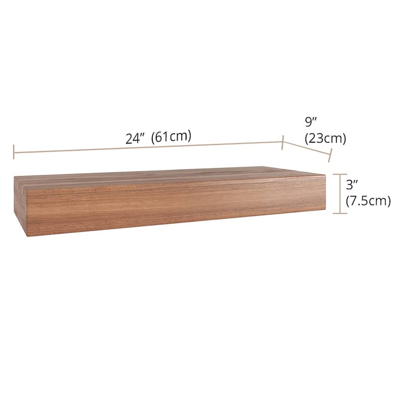 Sermata Floating Hollow Teak Wall Shelf