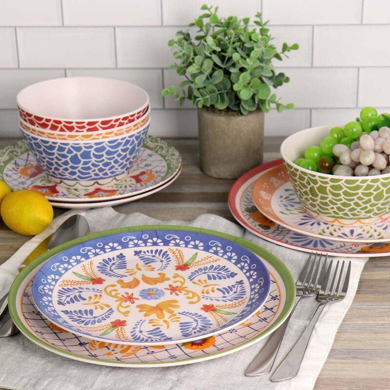 Laurie Gates California Designs Tierra 12Pc Bamboo Fiber Dinnerware