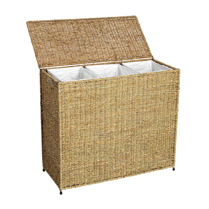 Household Essentials 3 Compartment Wicker Laundry Sorter